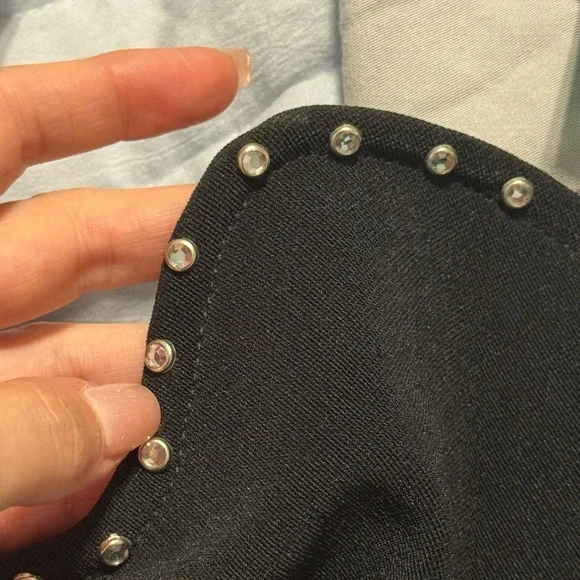 Elegant Black Studded Women's Body con Cleavage Dress - Picture 13 of 16